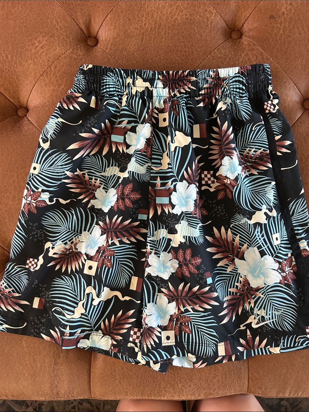 Boys Nike Shorts - Black with Blue & Brown Floral Print